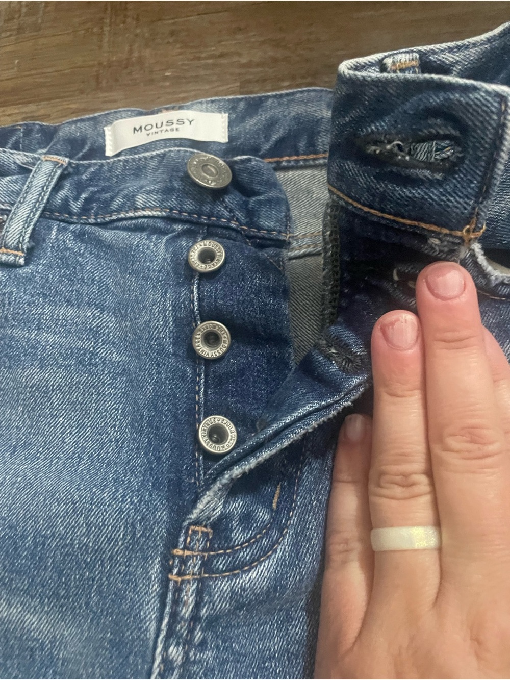 Moussy Vintage Jeans Women’s Size 25 Denim Distressed Blue Button Fly Straight - Picture 5 of 14
